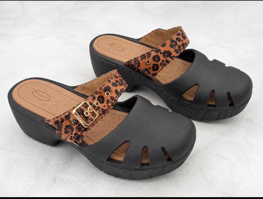 Dr. Scholl’s 12M Leopard Print Platform Clog Mule Sandals